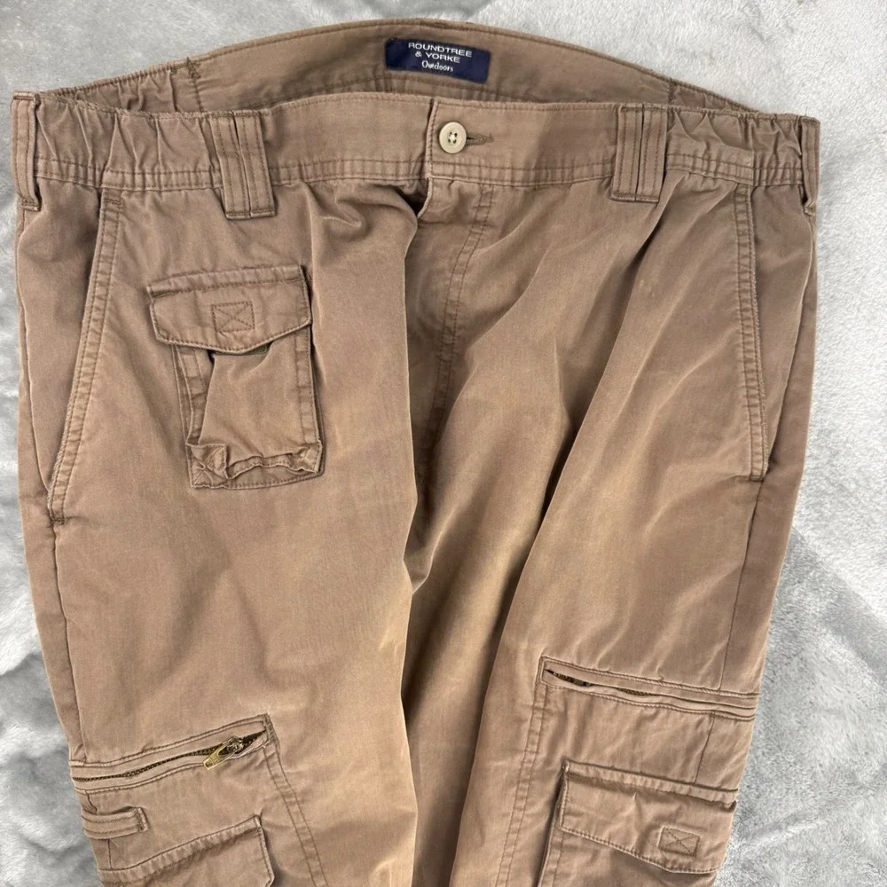 Roundtree & Yorke Outdoors Mens 38x29 Brown Cargo Pants Sunfaded Hiking Y2K